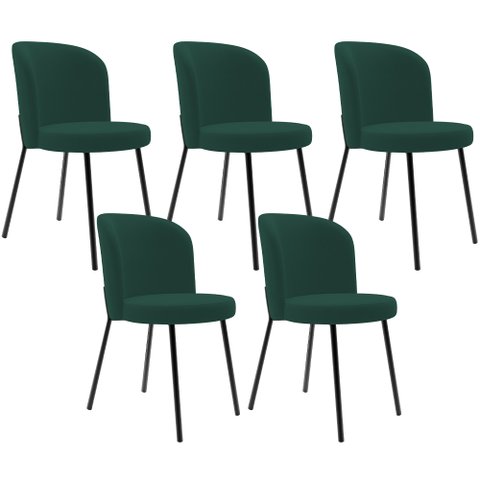 Kit 5 Cadeiras Sala de Jantar Estofada Gavi L02 Suede Verde Musgo - Lyam Decor