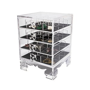 Porta Joias Acrílico Retrô com 4 gavetas e 50 nichos Centauri Acrílicos PJR-04