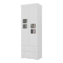 Ver imagem 2 de Guarda-roupa Infantil 62cm 2 Portas com Vidro e 2 Gavetas Serena Multimóveis Mp4430 Branco