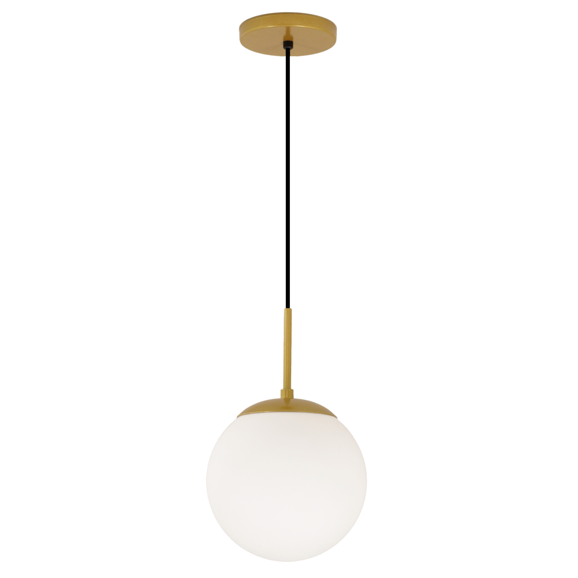 Luminária Teto Pendente Globo Vidro Jabuticaba Dourado 20cm