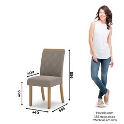 Conjunto Sala de Jantar Tampo MDF/Vidro 6 Cadeiras Helena Espresso Móveis - 4