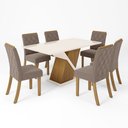 Ver imagem 2 de Conjunto Sala de Jantar Tampo MDF/Vidro 6 Cadeiras Helena Espresso Móveis