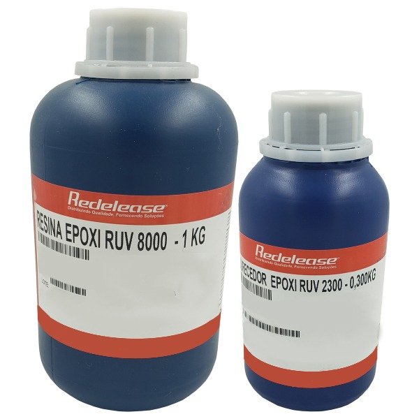 Resina Epoxi 8000 Transparente Para Altas Espessuras PLUS Com Proteção UV Com Endurecedor (1,300 Kg)