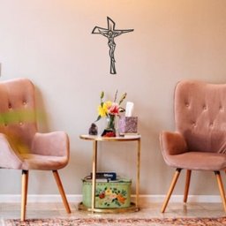 Crucifixo de Parede Quadro Aplique Decorativo Mdf Cor Preto - 2