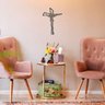 Crucifixo de Parede Quadro Aplique Decorativo Mdf Cor Preto - 2