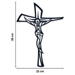 Crucifixo de Parede Quadro Aplique Decorativo Mdf Cor Preto - 6