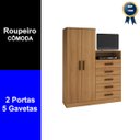 Ver imagem 3 de Guarda-roupa Armário Roupeiro Cômoda Quarto Solteiro Cinamomo