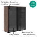 Ver imagem 4 de Armario Aereo 2 Portas Vidro MDF 80x90 cm Kali 119848 Carvalho Toq Nicioli