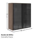 Ver imagem 3 de Armario Aereo 2 Portas Vidro MDF 80x90 cm Kali 119848 Carvalho Toq Nicioli