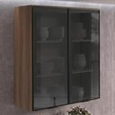 Ver imagem 2 de Armario Aereo 2 Portas Vidro MDF 80x90 cm Kali 119848 Carvalho Toq Nicioli
