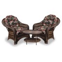 Ver imagem 1 de Conjunto de Poltronas Fibra Sintética Roma - 2 Poltronas + 1 Mesa Centro - Tecido Maui Preto