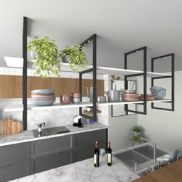 Prateleira Industrial de Ferro e Madeira para Cozinha - Nicho Decorativo - 2