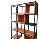 Ver imagem 2 de Estante Industrial Ambientes com Prateleiras, Nichos e Gaveta - Ferro e Madeira