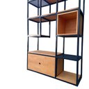 Ver imagem 3 de Estante Industrial Ambientes com Prateleiras, Nichos e Gaveta - Ferro e Madeira
