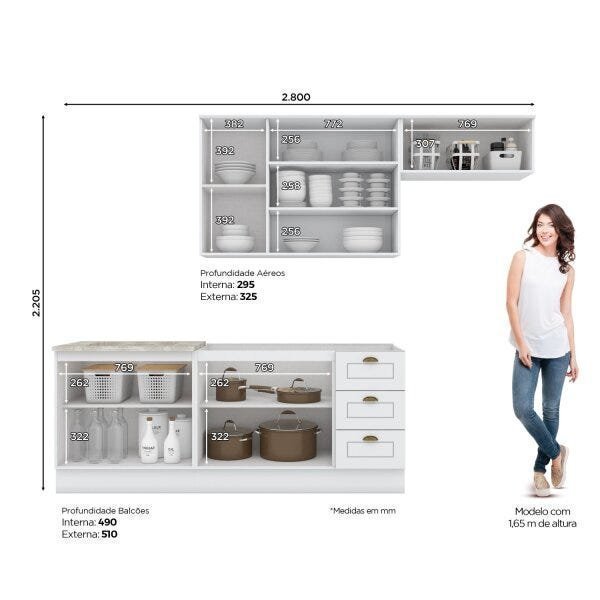 Cozinha Completa 5 Peças com Aéreo de Vidro Americana  - 4