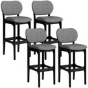 Ver imagem 1 de Kit 4 Banquetas Alta Bar Cozinha Sala Jantar Fixa Betta L02 Preto Linho Cinza Escuro - Lyam Decor