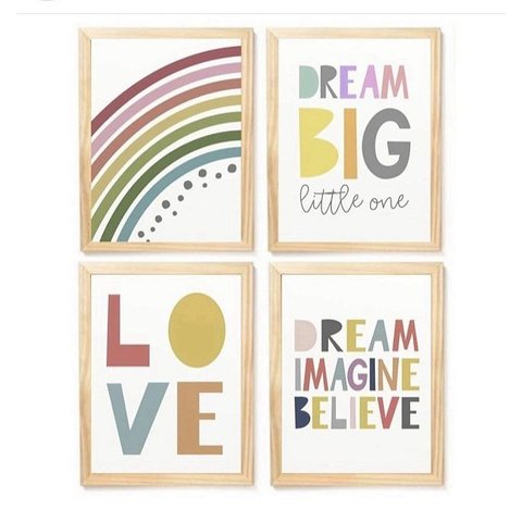 Kit Quadro Big Dream Decorativo Quarto Criança Bebê Enxoval Menina