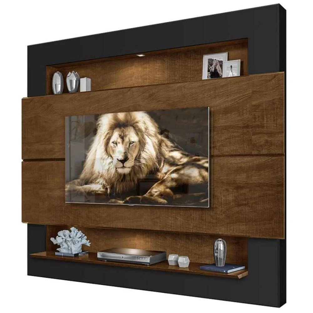 Ver imagem 2 de Painel Tv Suspenso Riviera com Bancada e Led 163 Tv até 57 Polegadas Malbec/Preto - Luapa Moveis