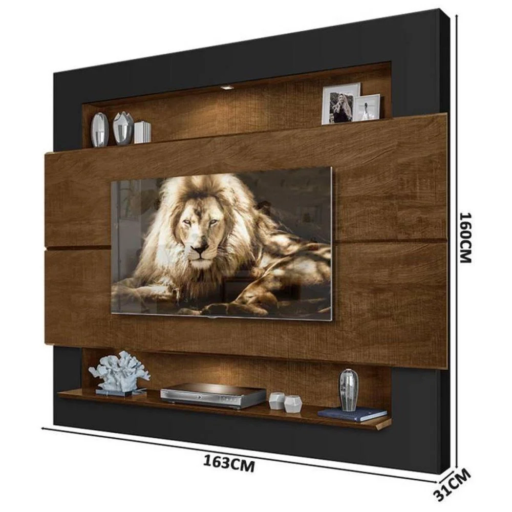 Ver imagem 4 de Painel Tv Suspenso Riviera com Bancada e Led 163 Tv até 57 Polegadas Malbec/Preto - Luapa Moveis