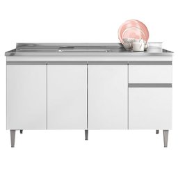 Balcão de Pia Tatiane 145 Cm Branco Brilho - Ajl - 1