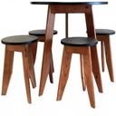Ver imagem 1 de Conjunto Mesa e 4 Banquetas em Madeira Maciça Preto/Imbuia