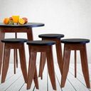 Ver imagem 6 de Conjunto Mesa e 4 Banquetas em Madeira Maciça Preto/Imbuia