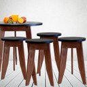 Ver imagem 6 de Conjunto Mesa e 4 Banquetas em Madeira Maciça Preto/Imbuia