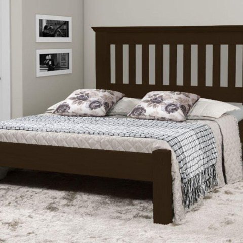 Cama de Casal Texas de Madeira Maciça Tauari Tabaco