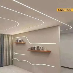 Perfil Embutir Flexível Silicone 5m P/ Fita de Led 25x10mm - 5