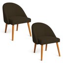Ver imagem 1 de Kit 02 Cadeiras Poltrona de Jantar Luna Suede Marrom Pés Palito Castanho - Pallazio