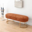 Ver imagem 2 de Banco Recamier Glow 193cm Cama Box Casal Base em Aço Dourado Zahav:veludo Terracota