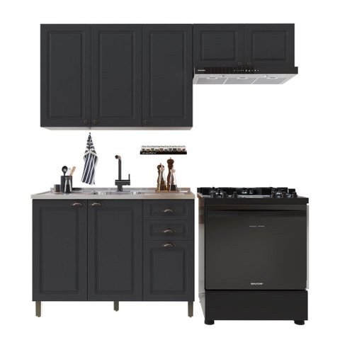 Cozinha Compacta Bariloche 8 Portas 2 Gavetas 100% MDF 6225 Chumbo - Indékes