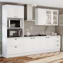 Ver imagem 1 de Cozinha Completa Modulada 4 Peças com Aéreo de Vidro Temperado 100% MDF Americana Branco
