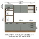 Ver imagem 4 de Armário de Cozinha Completa 250cm Rustic/Cinza Agata Madesa 01