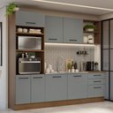 Ver imagem 1 de Armário de Cozinha Completa 250cm Rustic/Cinza Agata Madesa 01