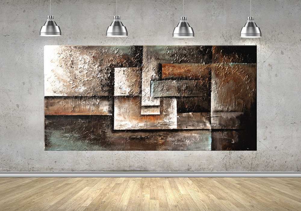 Quadro Pintura Tela Abstrato Moderno 2028: 70cm (A) x 140cm (L) - 4