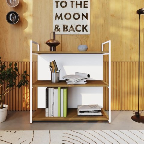 Estante 03 Prateleiras c/Fundo Yon 80cm Est.Branca