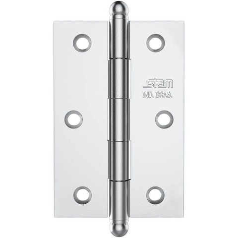 Dobradiça Pino e Bola 3.1/2" X 2.5/16" X 1,7mm Cromado sem Anel e com Canto Reto - 42030 - Stam