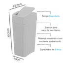 Ver imagem 4 de Lixeira Tampa Basculante 8 Litros Cor:branco
