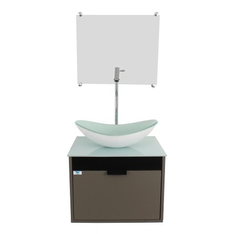 Gabinete Armário Banheiro 40cm Cuba Oval Branca