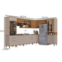 Ver imagem 3 de Cozinha Completa Munique 17 Portas 6 Gavetas com Vidro Freijó/camurça - Indékes