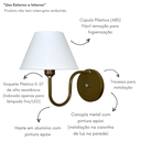 Ver imagem 3 de Arandela Colonial Americana Cúpula Plástico 2 Unidades - Soquete E-27 – Abf Luminárias:dourado
