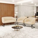 Ver imagem 7 de Sofá Namoradeira e 2 Poltronas Base Industrial Preto Stella Suede D03 - D'Rossi Cor Bege