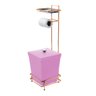 Papeleira Rose Gold Com Lixeira Quadrada e Acessório Lenço e Celular - Wp Connect Suporte Aço Piatin - 7