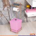 Ver mais imagens de Papeleira Rose Gold Com Lixeira Quadrada e Acessório Lenço e Celular - Wp Connect Suporte Aço Piatin