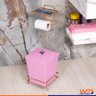 Papeleira Rose Gold Com Lixeira Quadrada e Acessório Lenço e Celular - Wp Connect Suporte Aço Piatin - 8