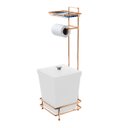 Ver imagem 1 de Papeleira Rose Gold Com Lixeira Quadrada e Acessório Lenço e Celular - Wp Connect Suporte Aço Piatin