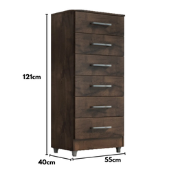 Cômoda Armário Gabinete Gaveteiro Quarto 6 Gavetas:chocolate - 3