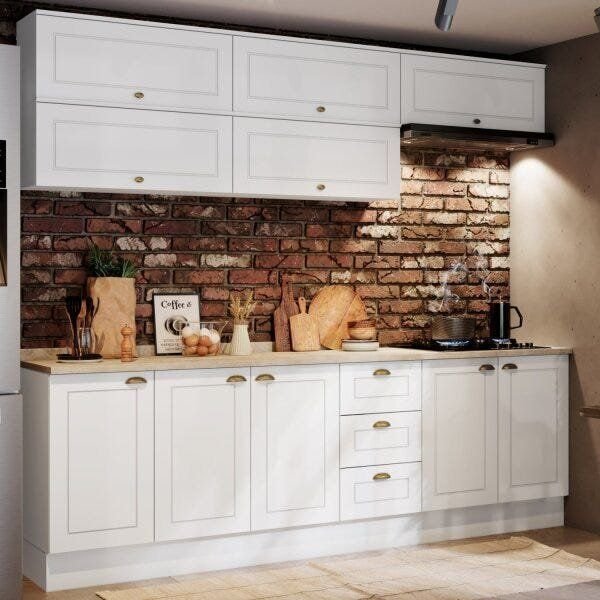 Cozinha Compacta Modulada 8 Peças Emily Branco/HP/Calcare