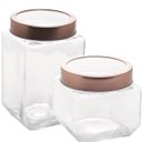 Ver imagem 1 de Conjunto Pote de Vidro Tampa Metal Rose Gold 800ml e 1,7l Gastro Lyor Porta Mantimentos